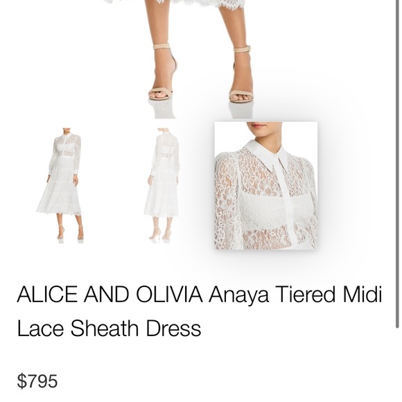 Alice and Olivia Anaya Tiered Midi Lace Sheath Dress - Picture 4 of 5